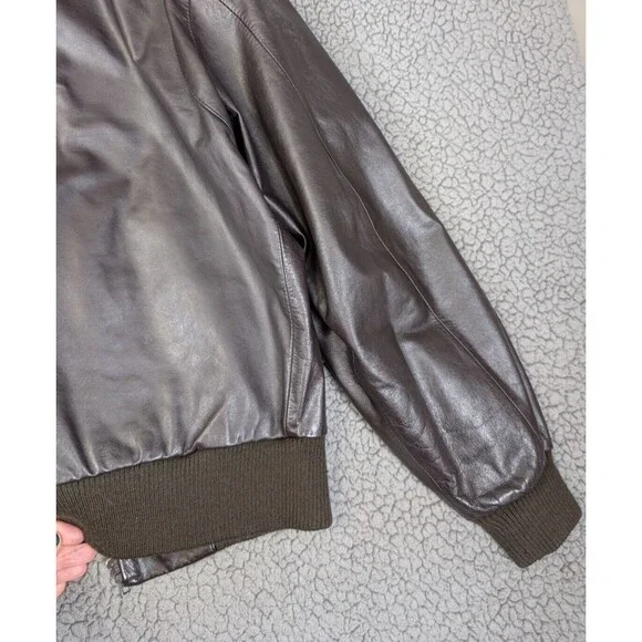 Vintage Members Only Leather Bomber Jacket Mens 42 Brown Brick Motorcycle Zip